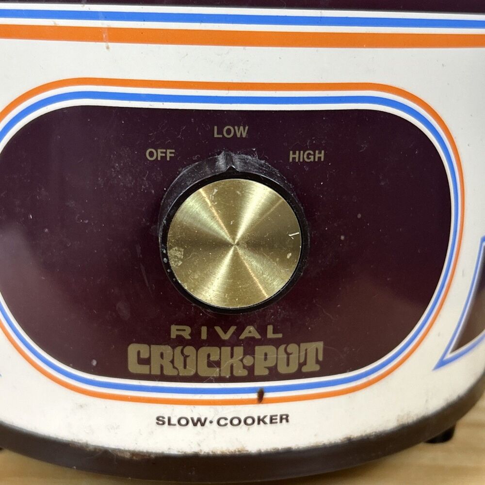 VINTAGE Rival Crock Pot Model 3100 3.5 Qt Slow Cooker Stripes 70s 80s TESTED!! - Picture 2 of 5